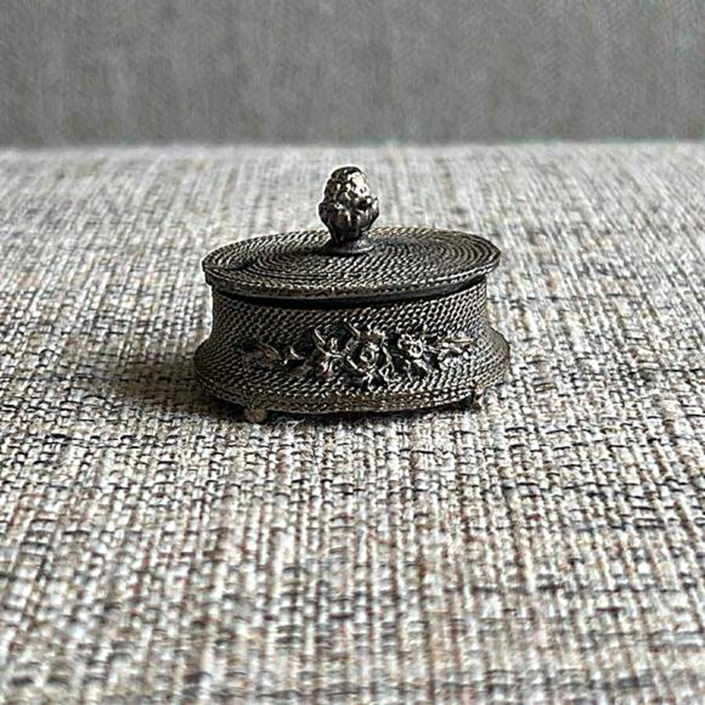 Vintage‎ Pewter Miniature Casserole Dish with Spoon Doll House